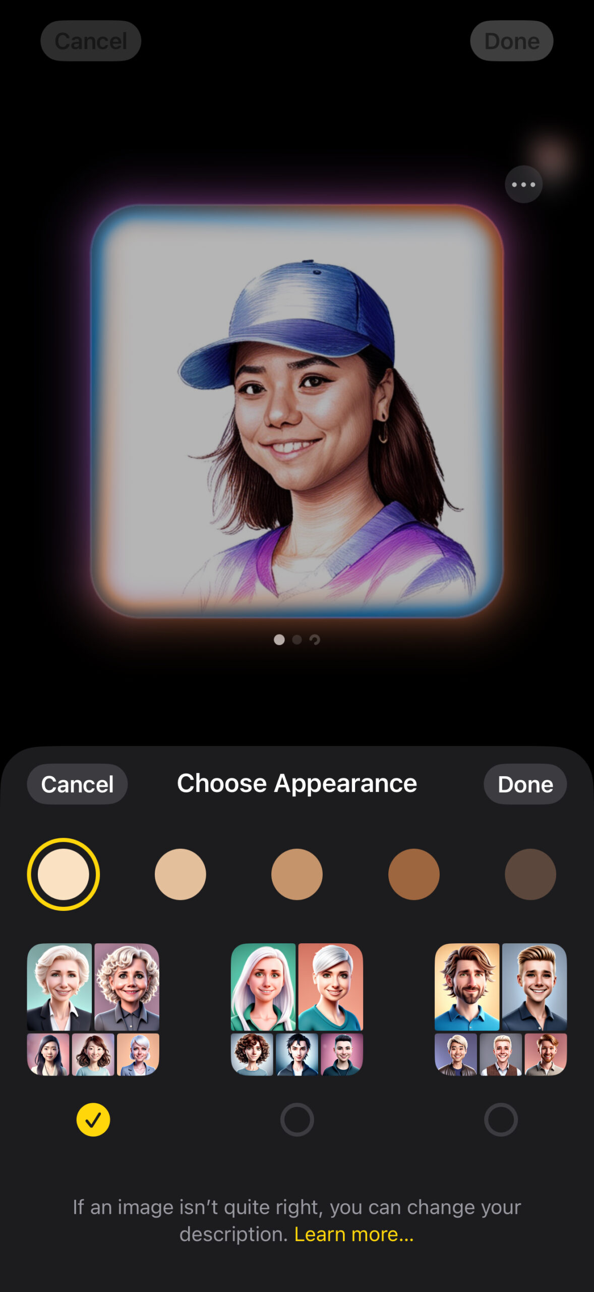 32 - apple iphone 16 pro max apple intelligence image playground human image artistic version skin tones and appearances