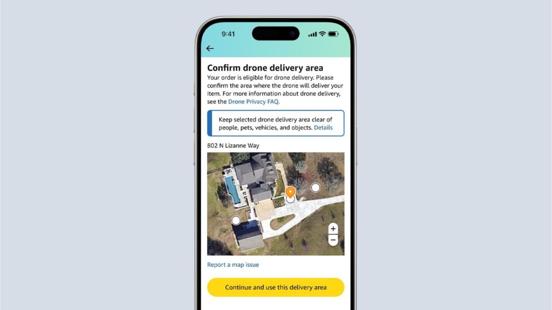Amazon App USA Drone Delivery Spot Επιβεβαίωση Χάρτες