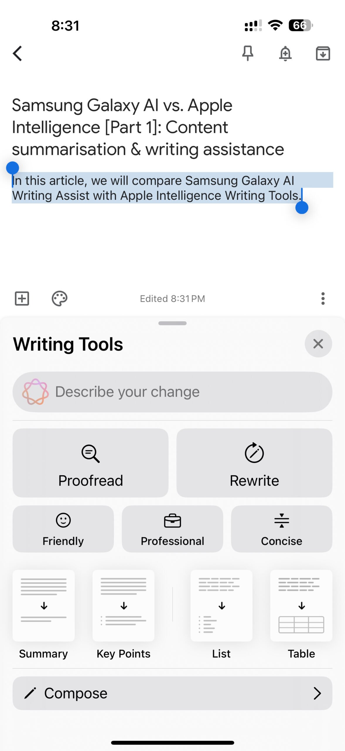 apple iphone 16 pro max apple intelligence writing tools (02)