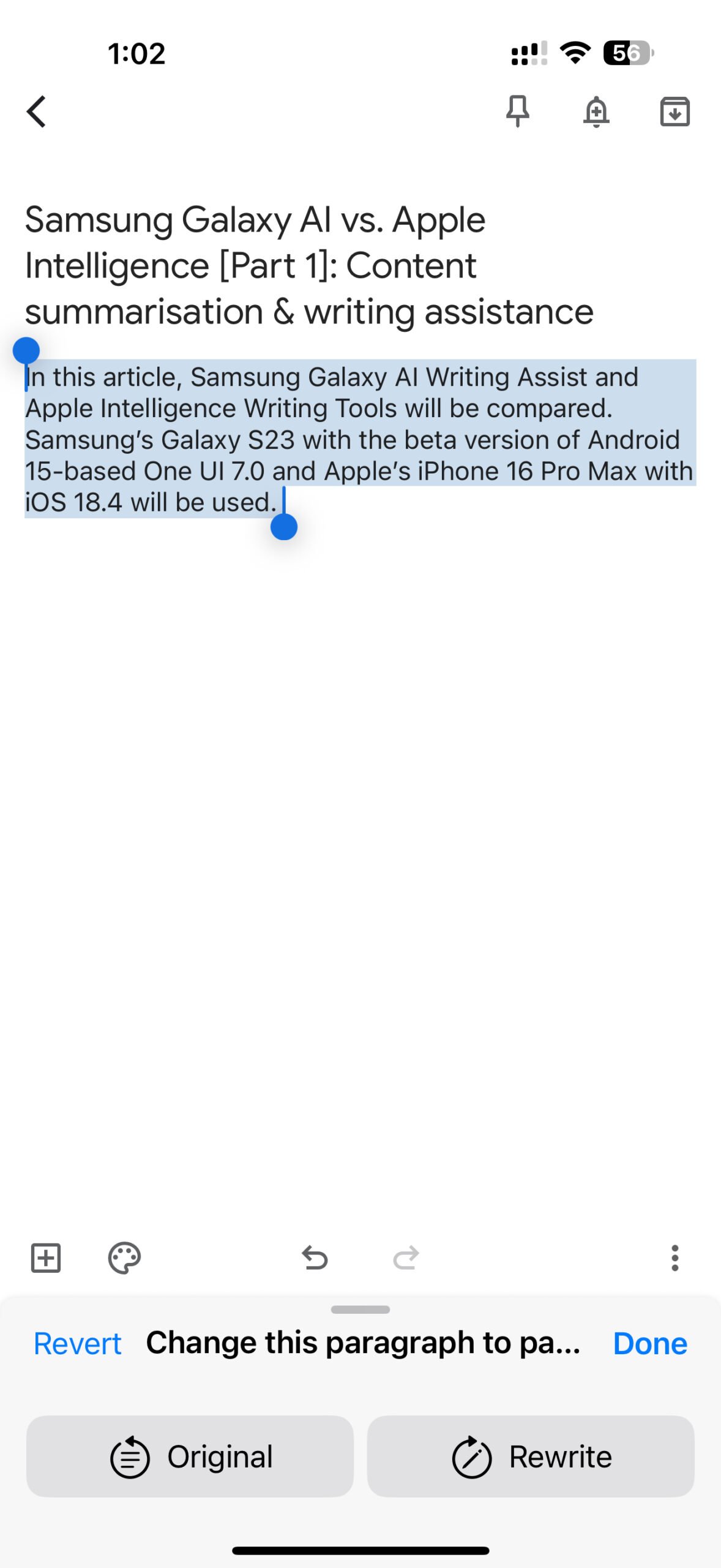 apple iphone 16 pro max apple intelligence writing tools (09) google keep apple intelligence describe your change