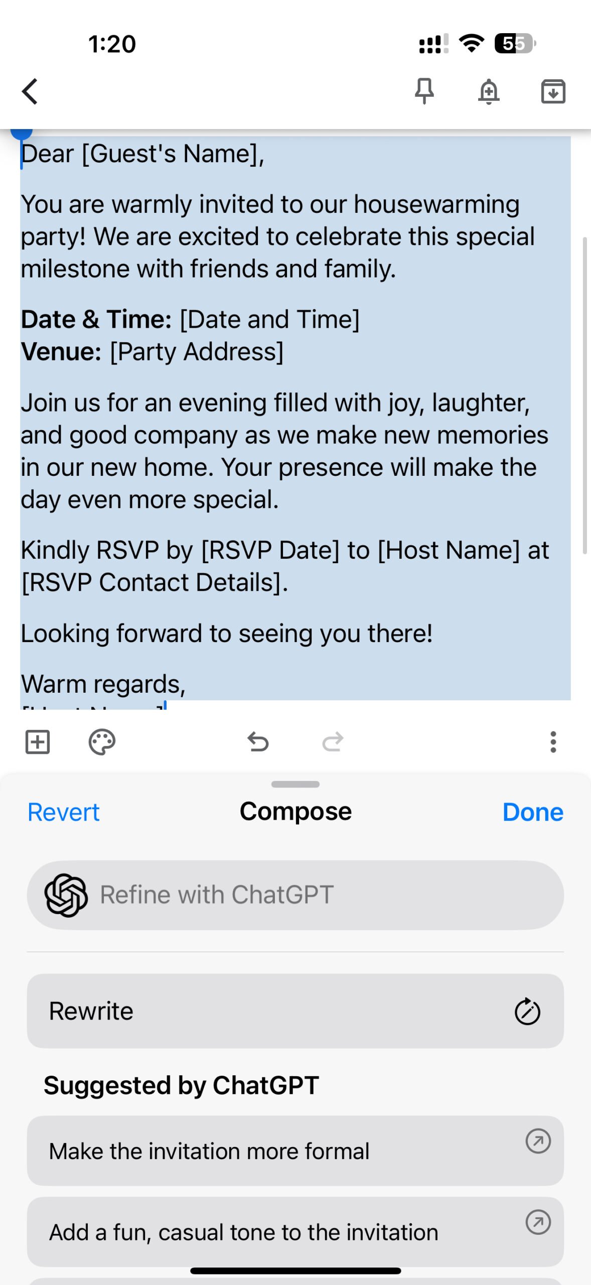 apple iphone 16 pro max apple intelligence writing tools (16) google keep apple intelligence compose with chatgpt