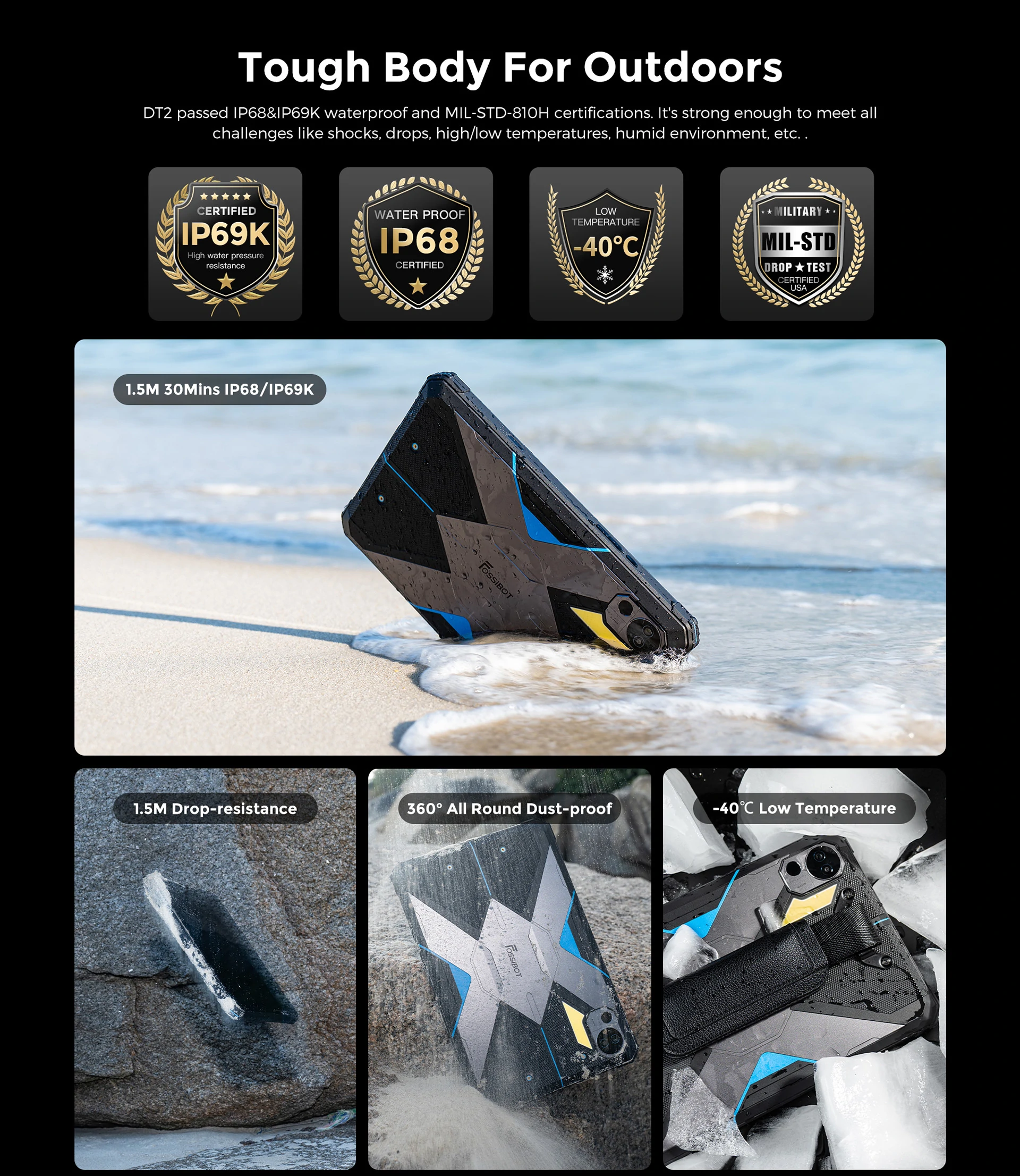 FOSSiBOT DT2 Rugged Tablet ip rating