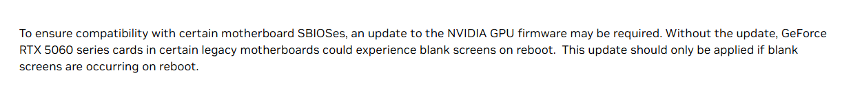 Ενημέρωση υλικολογισμικού RTX 5060 Series