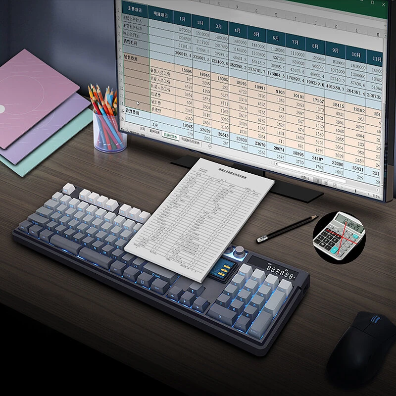 SKYLOONG GK104 Pro Tri-mode Mechanical Keyboard with Dual Screen Display 3 Knobs 3