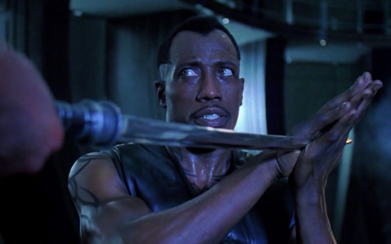 Wesley Snipes stops a sword between his palms