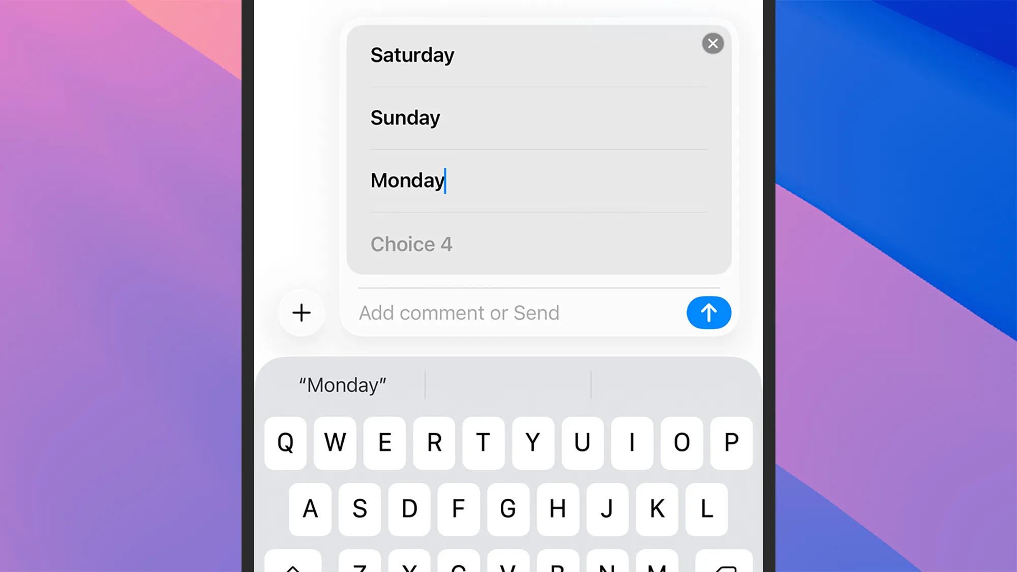 στιγμιότυπο οθόνης των επιλογών δημοσκόπησης