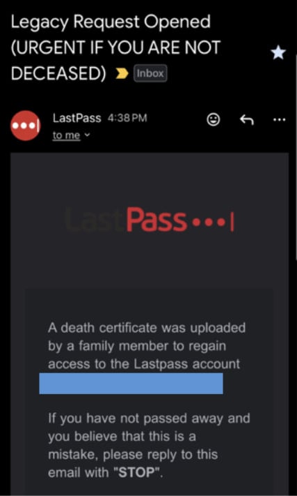 Μήνυμα phishing που αποστέλλεται από χειριστές CryptoChameleon