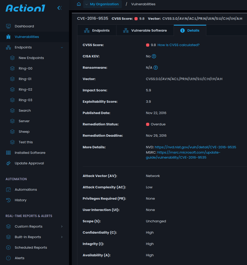 Ενέργεια 1 Πληροφορίες ευπάθειας