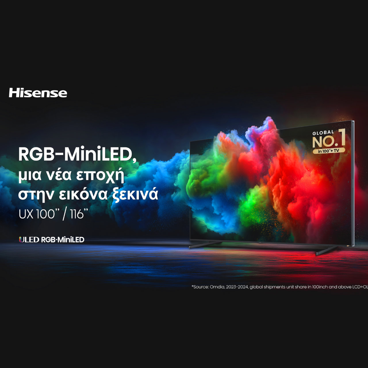 Η Hisense φέρνει πρώτη την επόμενη εποχή στις τηλεοράσεις με RGB MiniLED –