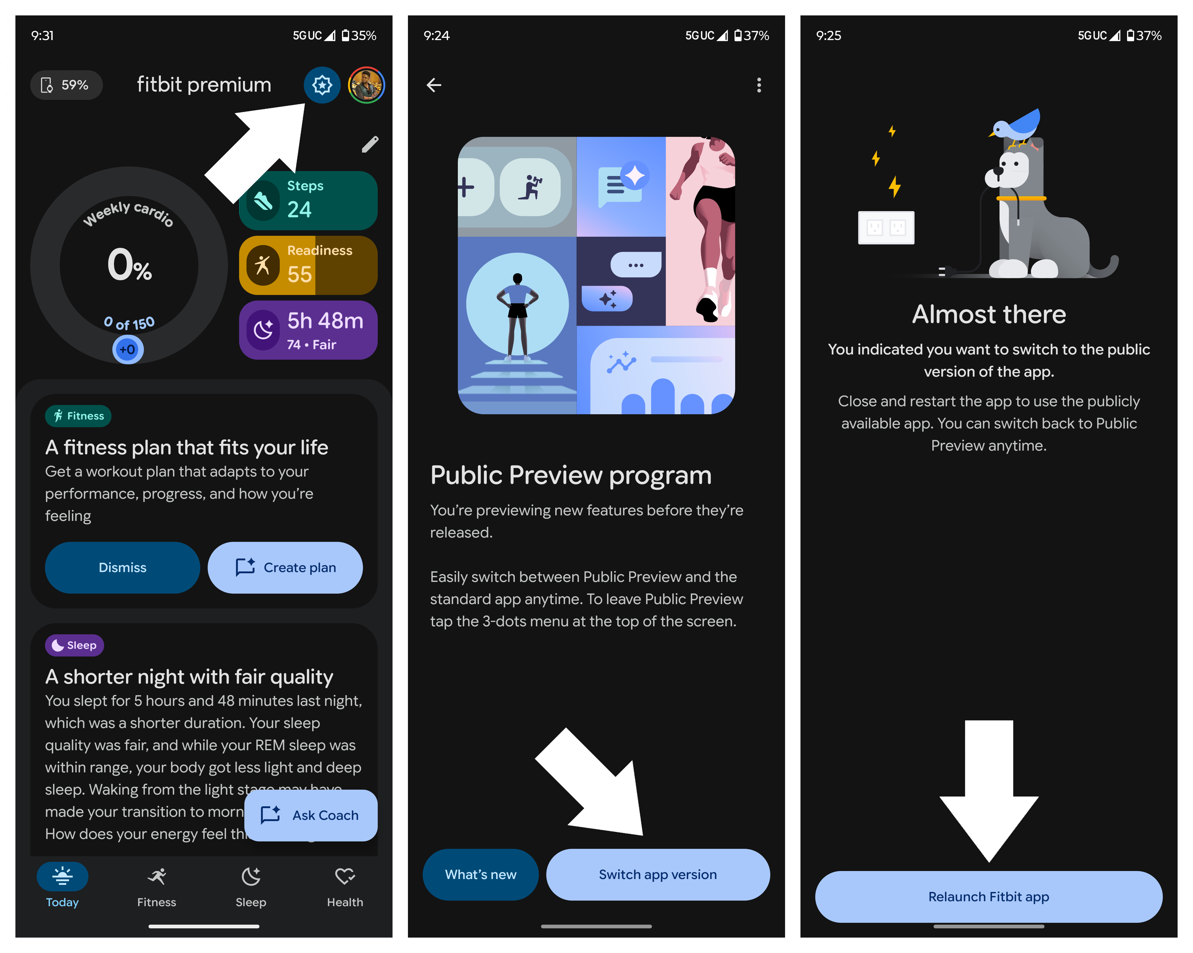 Ρύθμιση και εξερεύνηση της προεπισκόπησης Fitbit Personal Health Coach