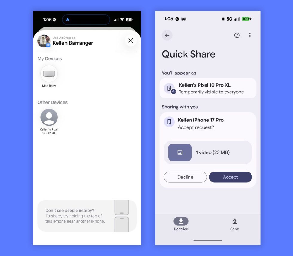 AirDrop σε Android - iPhone σε Pixel