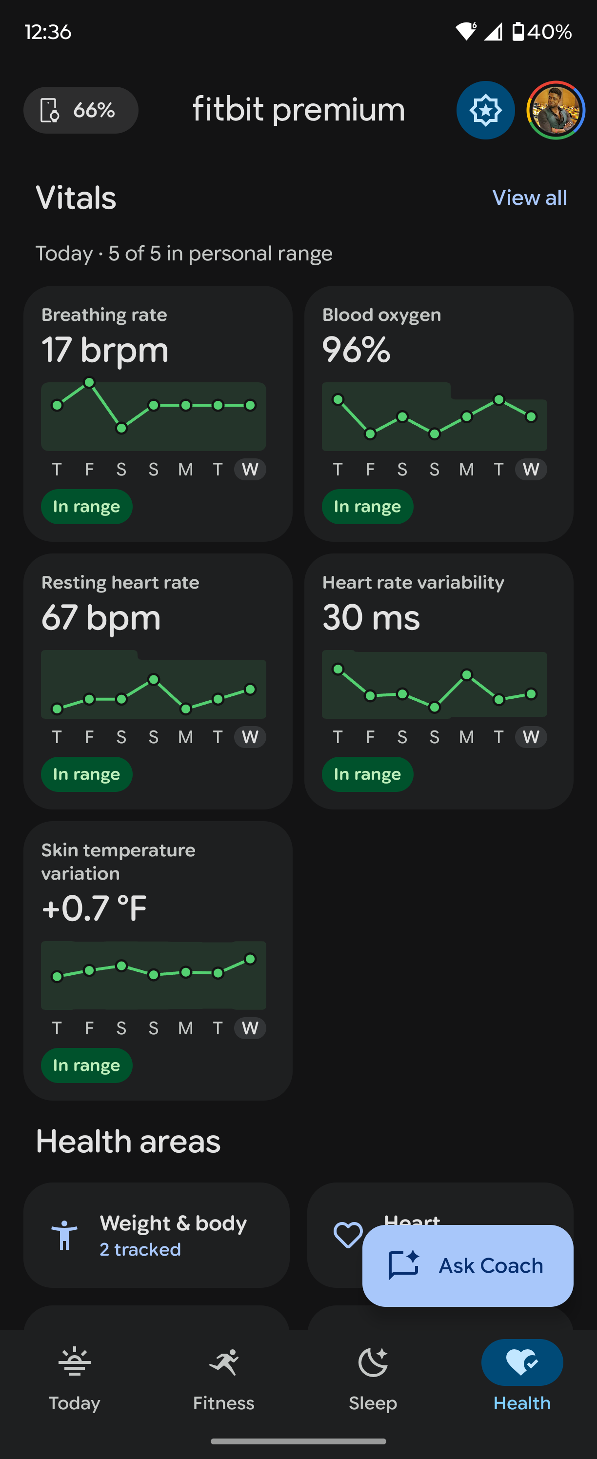 Προεπισκόπηση Fitbit Personal Health Coach