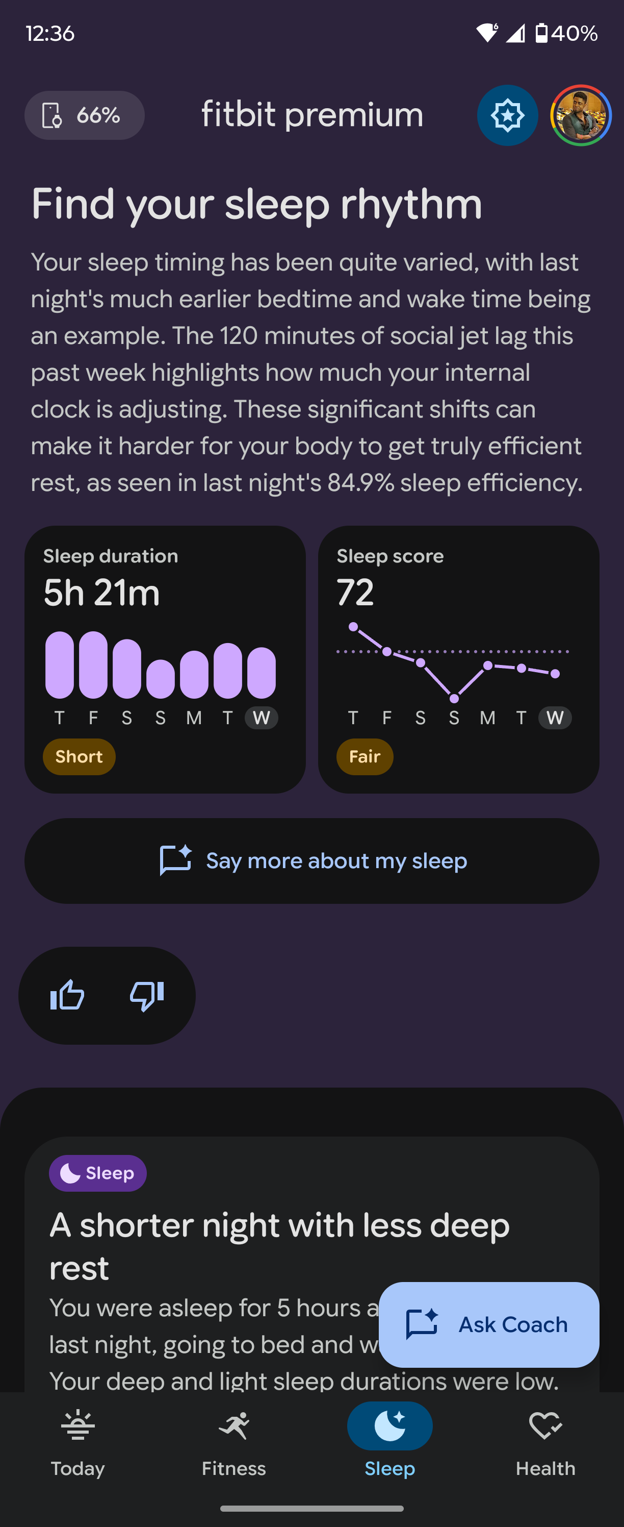 Προεπισκόπηση Fitbit Personal Health Coach