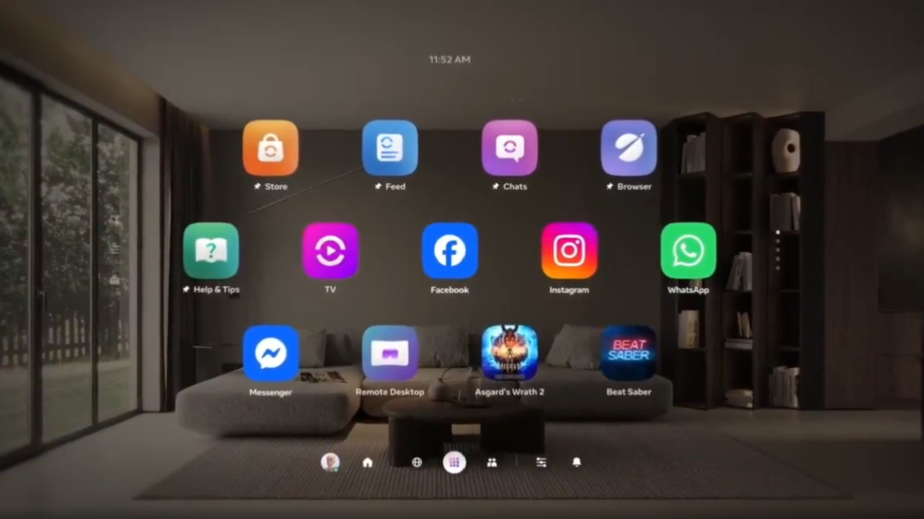 Ένα επίσημο στιγμιότυπο οθόνης του νέου μενού Navigator στο υλικολογισμικό Meta Quest v83