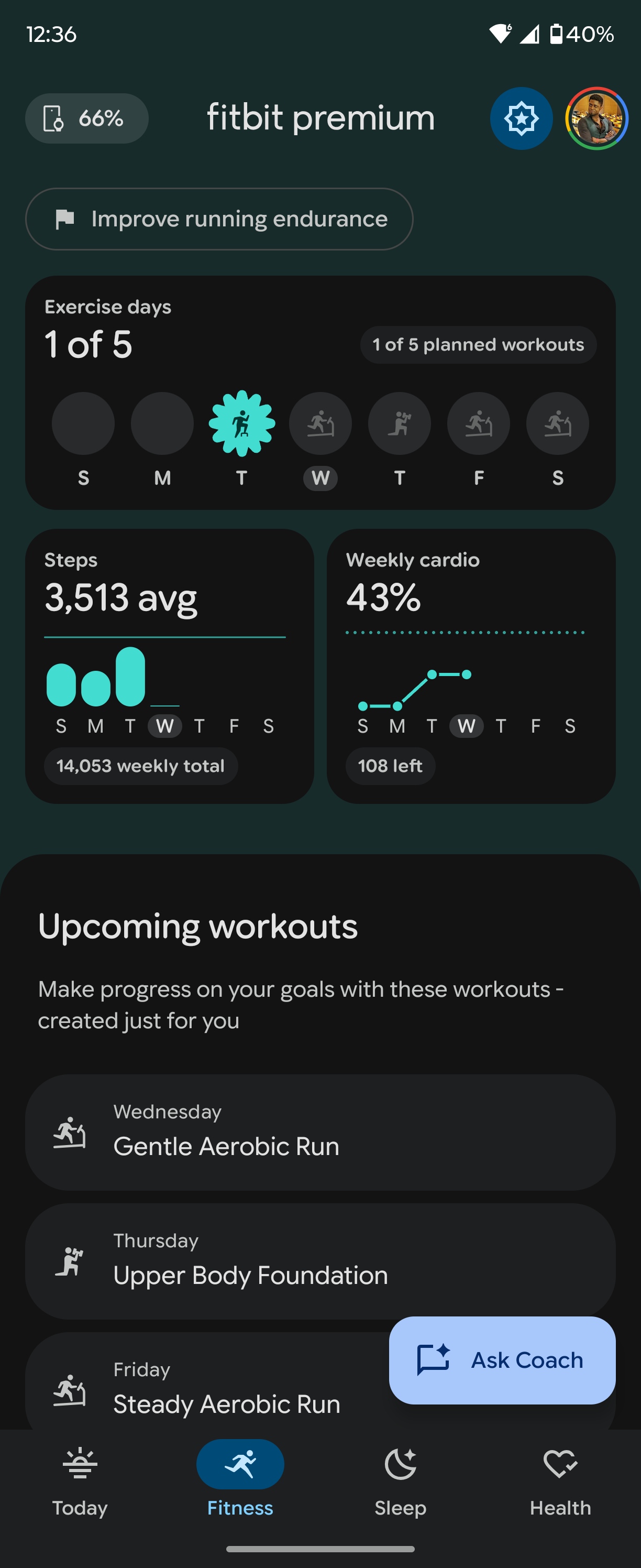Προεπισκόπηση Fitbit Personal Health Coach