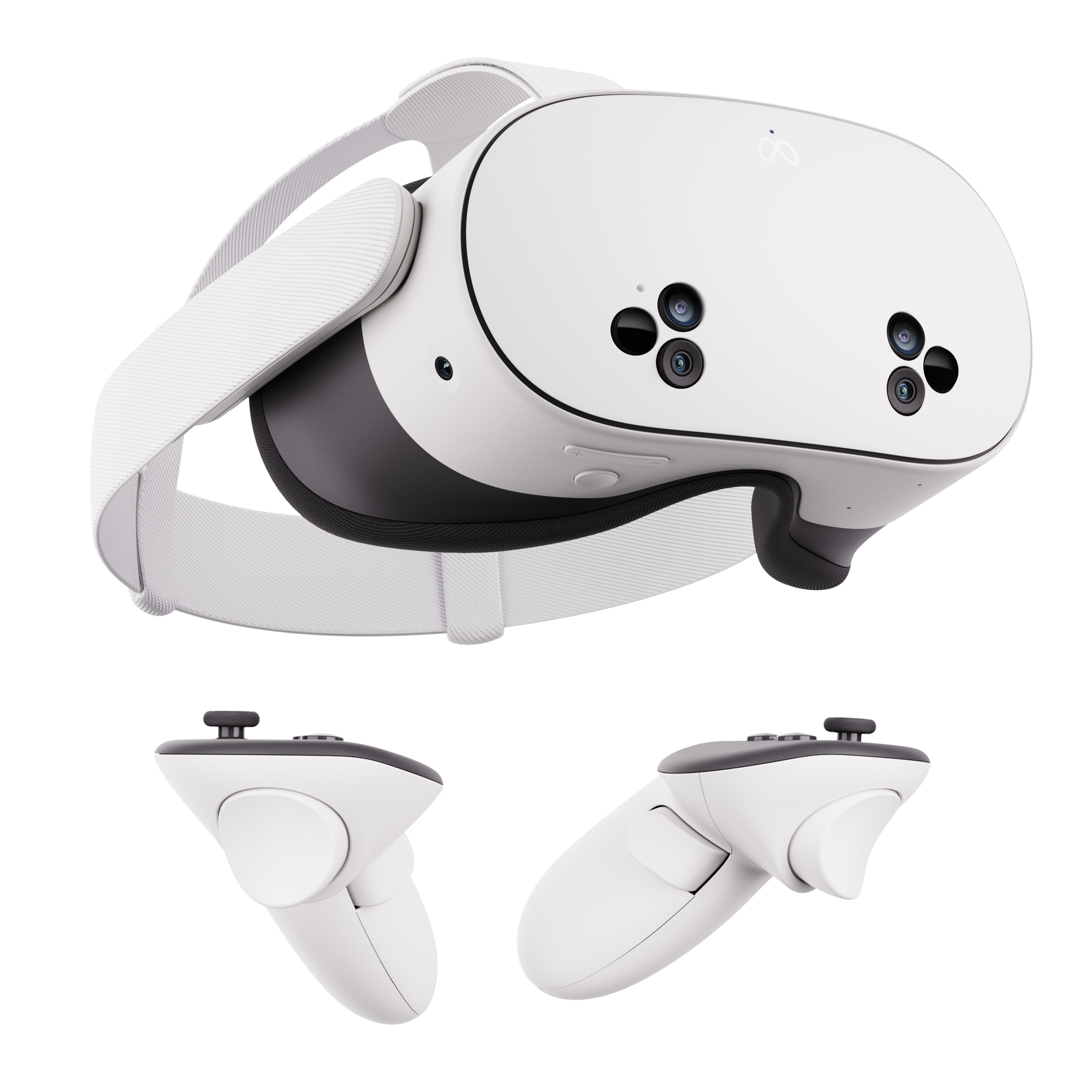 Επίσημο render προϊόντων του Meta Quest 3S με τους ελεγκτές του