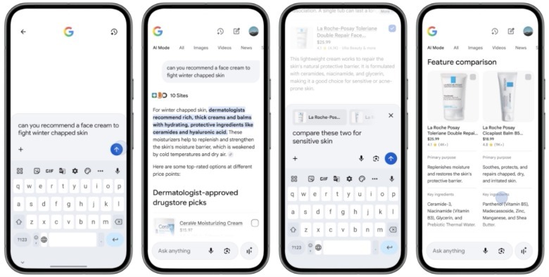 Χρήση της λειτουργίας AI για αγορές στο διαδίκτυο.