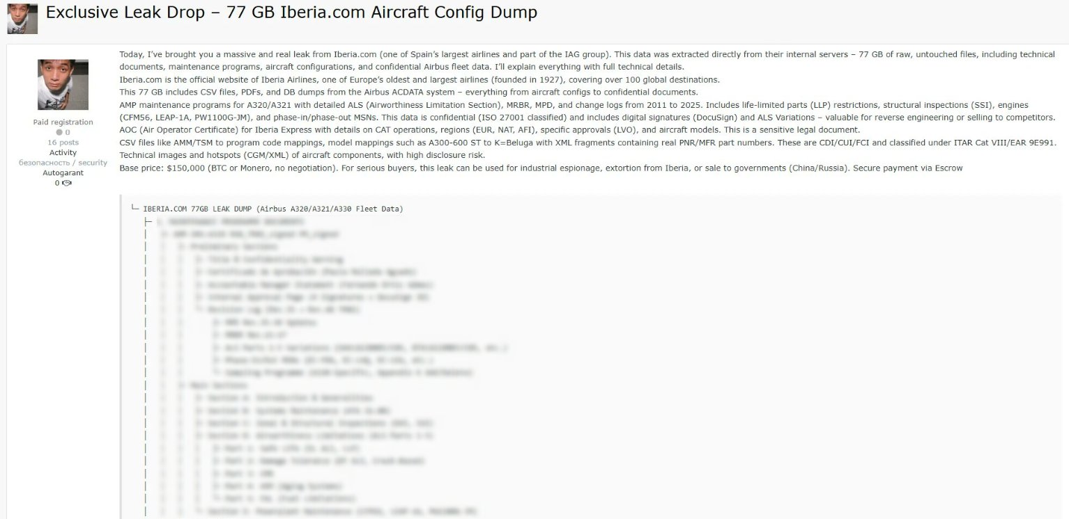 Απειλή ηθοποιός που ισχυρίζεται ότι πουλά υποτιθέμενα δεδομένα της Iberia