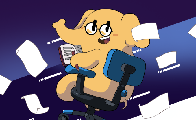 mastodon ιππασία σε μια καρέκλα γραφείου