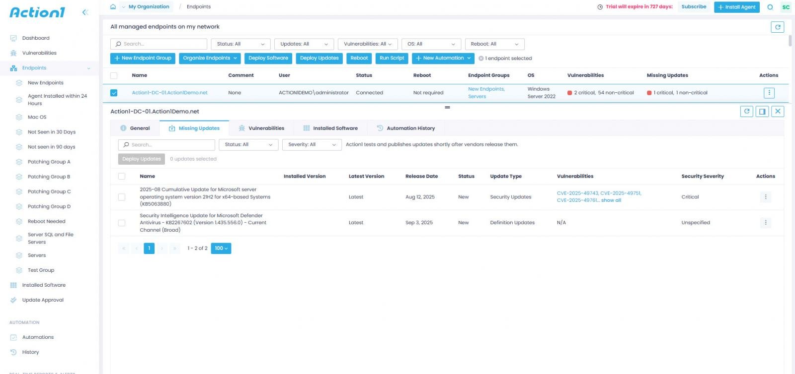 Πίνακας ελέγχου Action1