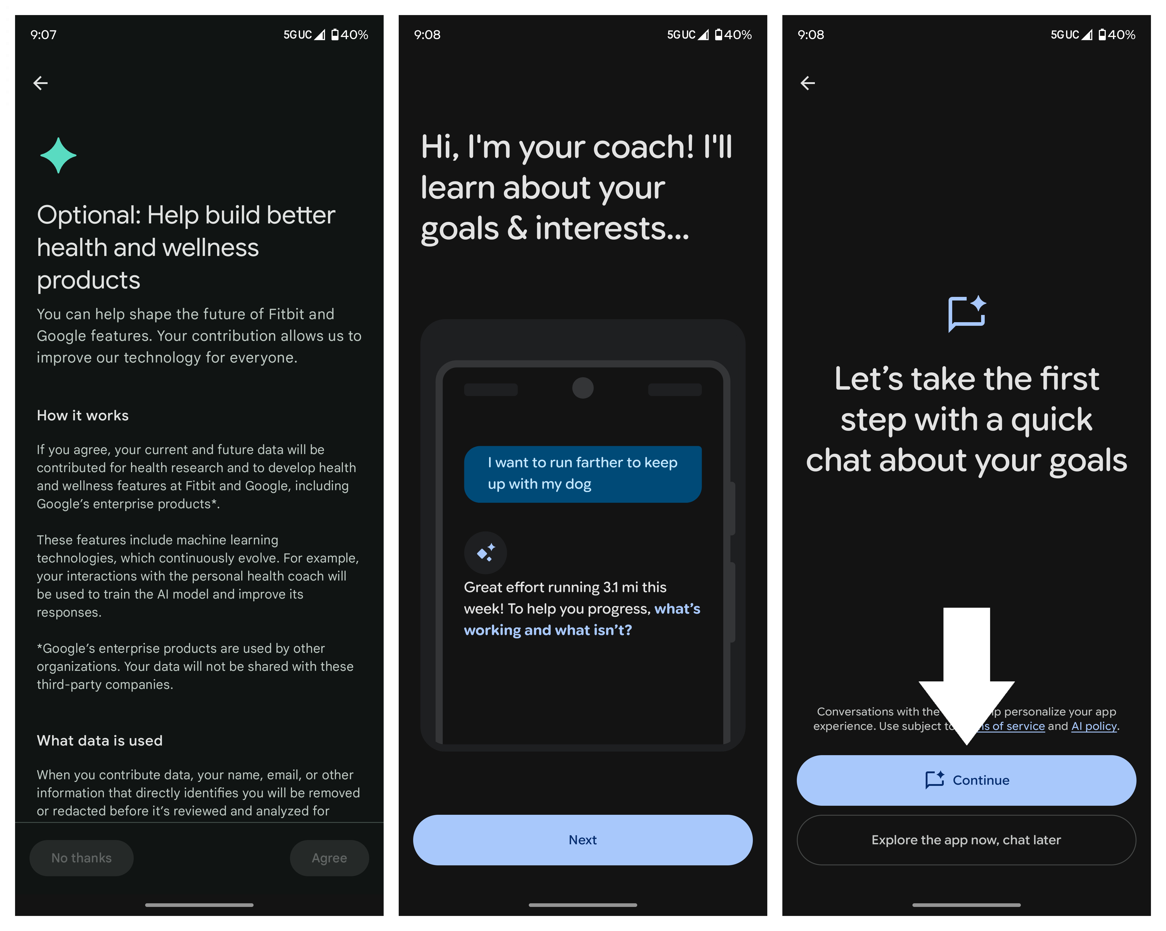 Ρύθμιση και εξερεύνηση της προεπισκόπησης Fitbit Personal Health Coach