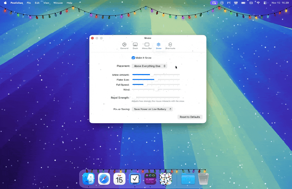 Το Festivitas χαρίζει στους χρήστες Mac υποστήριξη χιονόπτωσης και συντομεύσεων, τώρα σε iPhone και iPad