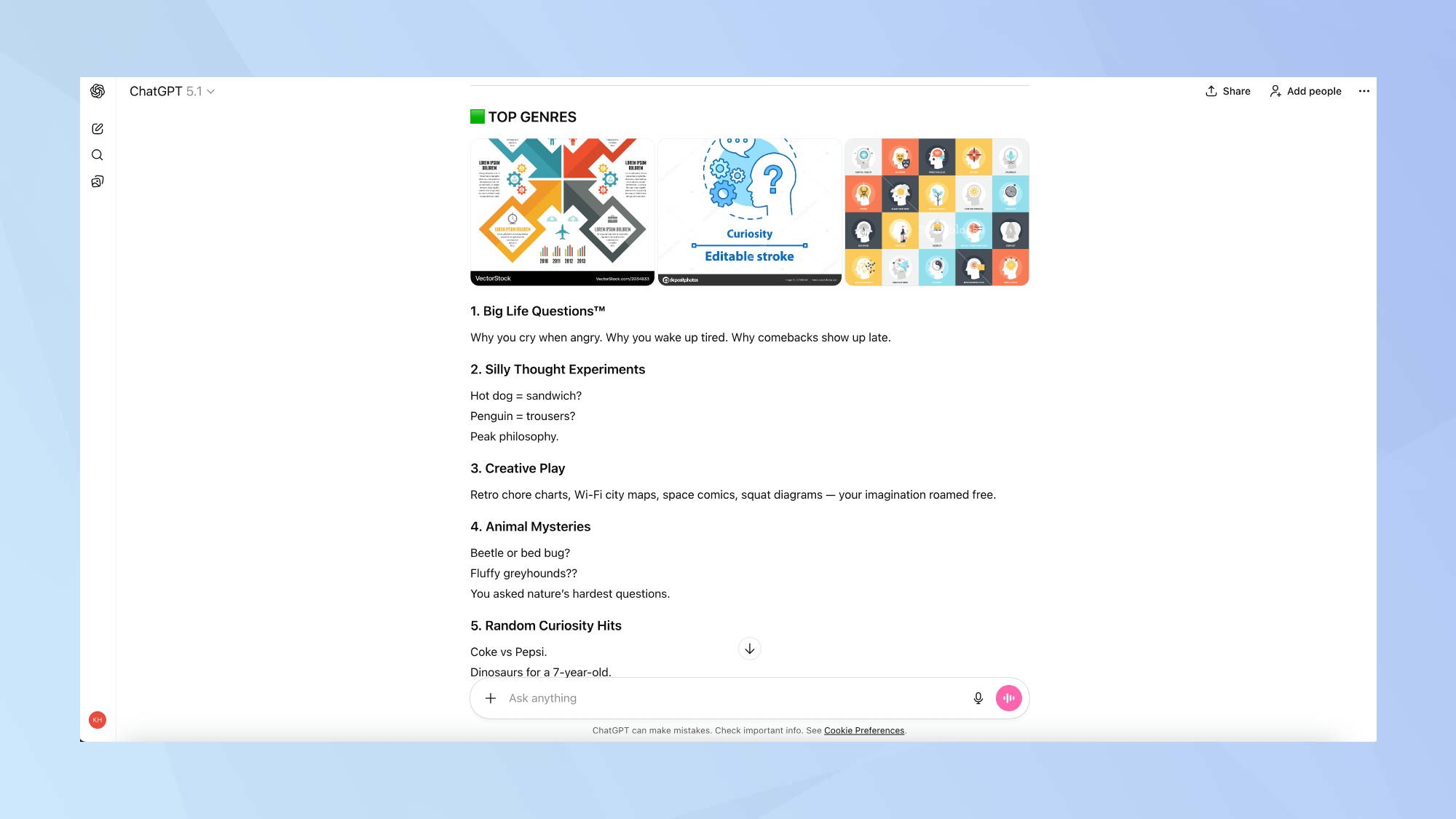 ChatGPT Κάρτες infographic τυλιγμένων αποτελεσμάτων