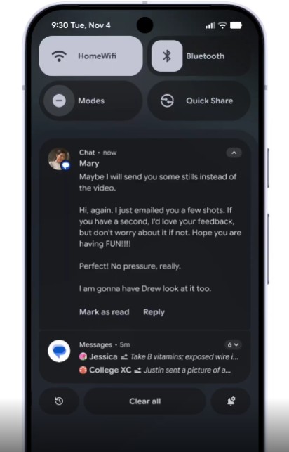 Σύνοψη ειδοποιήσεων Android 16