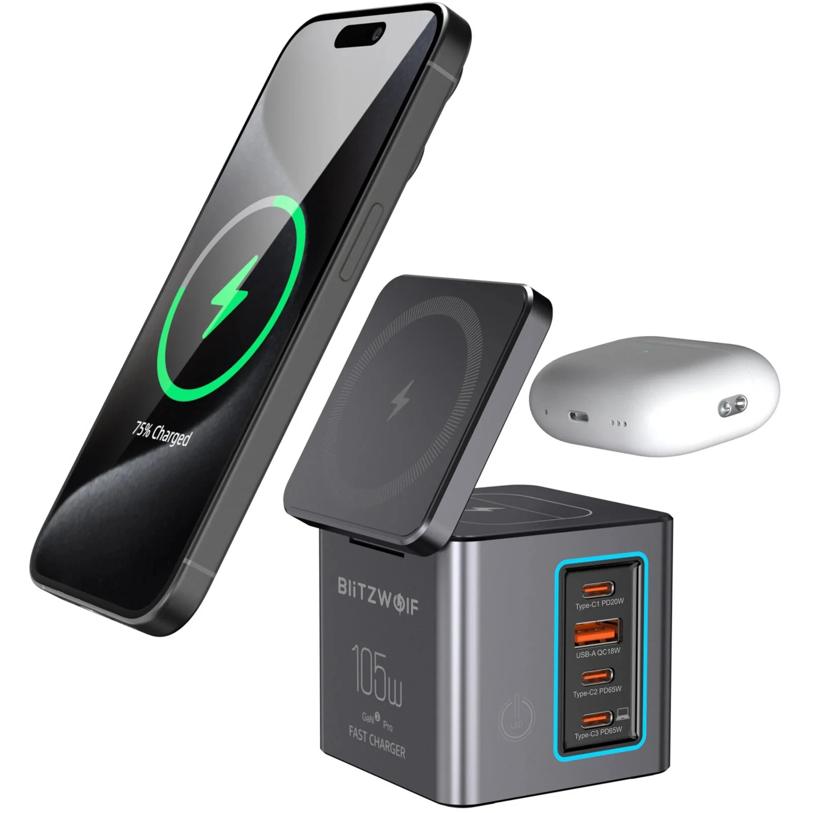 Ανακαλύψτε το Blitzwolf BW-i113: Η Επαναστατική Φορτιστής 105W που Φορτίζει 6 Συσκευές ταυτόχρονα! 🔥 Ασύρματη Φόρτιση & Υποστήριξη PD/QC σε Απίστευτη Τιμή!