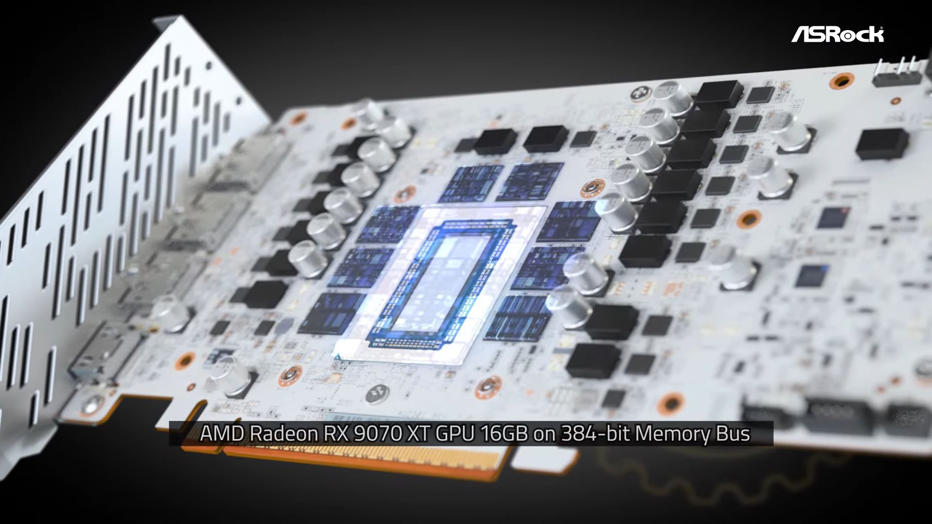Η ASRock παρουσιάζει το RX 9070 XT Taichi White GPU με οθόνη LCD. Εμφανίζει Unreasible 384-bit Memory Bus Μια GPU AMD Radeon RX 9070 XT με την επωνυμία ASRock με μνήμη 16 GB εμφανίζεται σε ένα δίαυλο μνήμης 384-bit, με λεπτομερή προβολή των στοιχείων του.