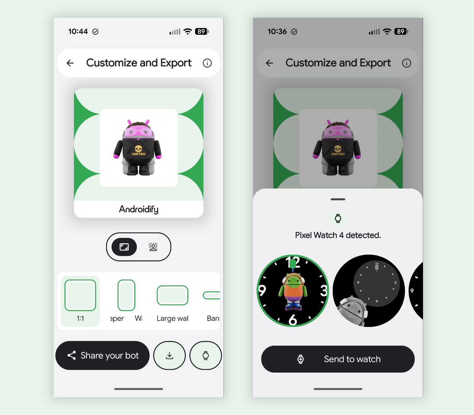 Πρόσοψη ρολογιού Androidify Wear OS