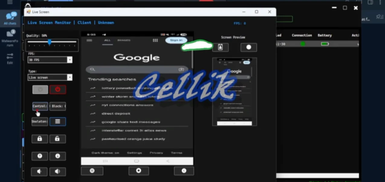 Το κακόβουλο λογισμικό Cellik Android δημιουργεί κακόβουλες εκδόσεις από εφαρμογές Google Play Ζωντανή ροή της οθόνης του θύματος