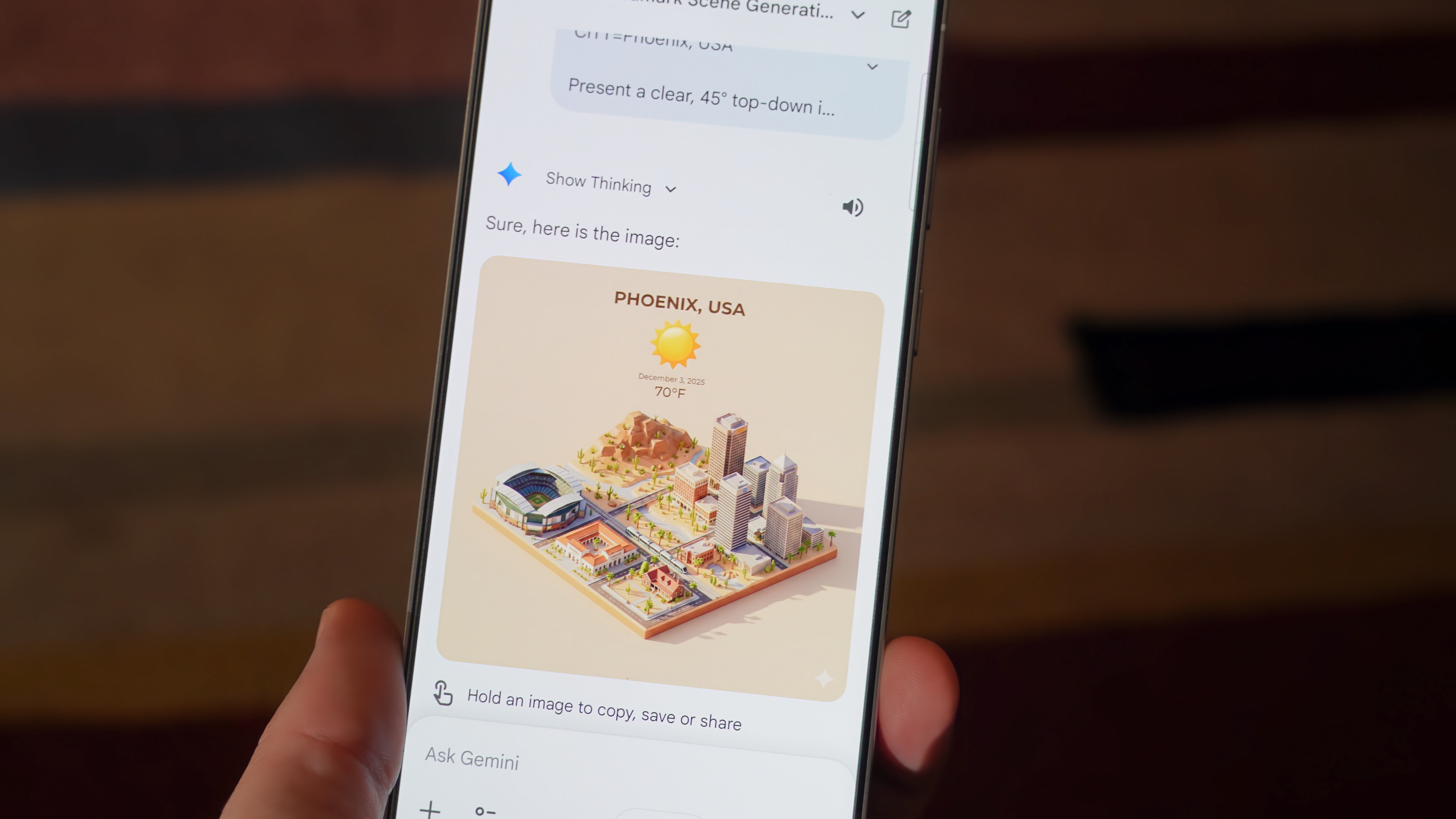 Χρησιμοποιώντας τα νέα μοντέλα Gemini 3 και Nano Banana Pro στην εφαρμογή Gemini.