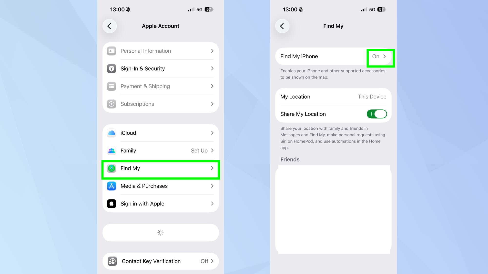 Βρείτε το My στις ρυθμίσεις του iPhone