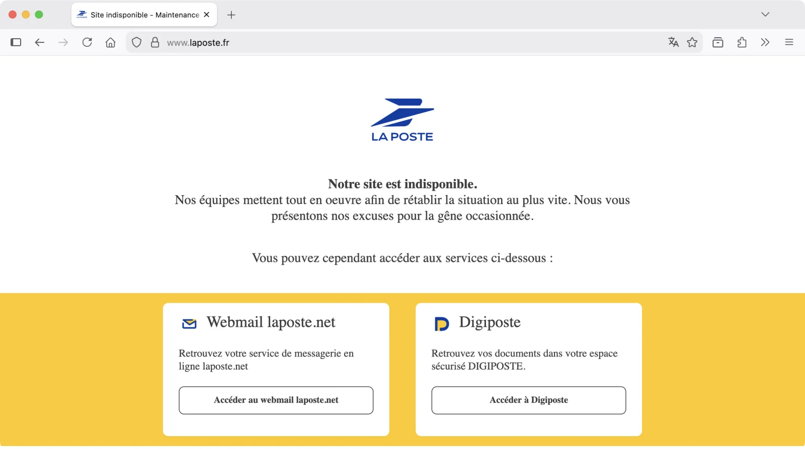 Ιστότοπος La Poste εκτός σύνδεσης