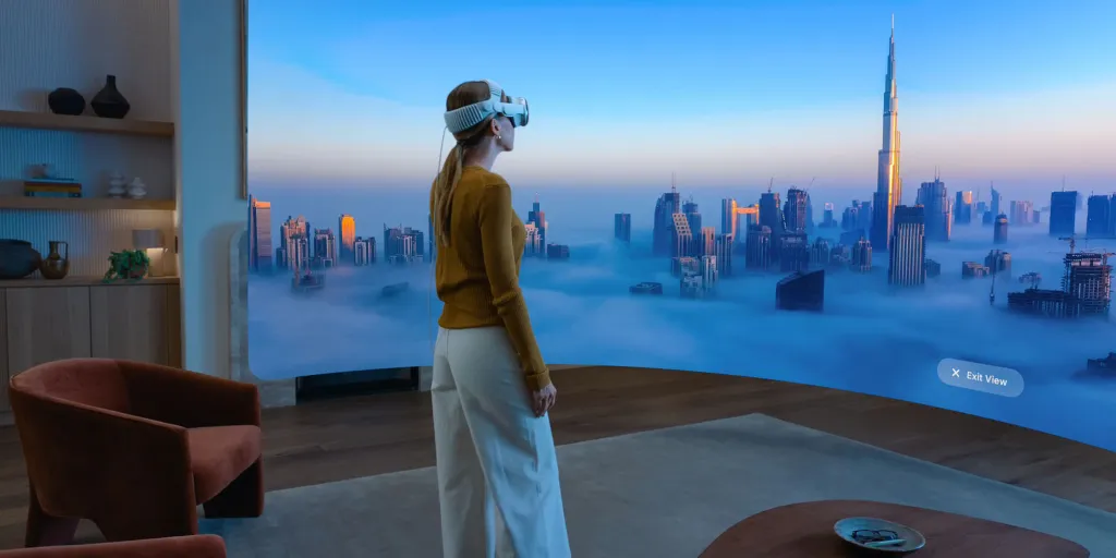The good, the bad, and the ugly of Apple’s 2025 M5 Vision Pro goes on sale in two more countries | Apple promotional photo showing a woman enjoying an immersive city view