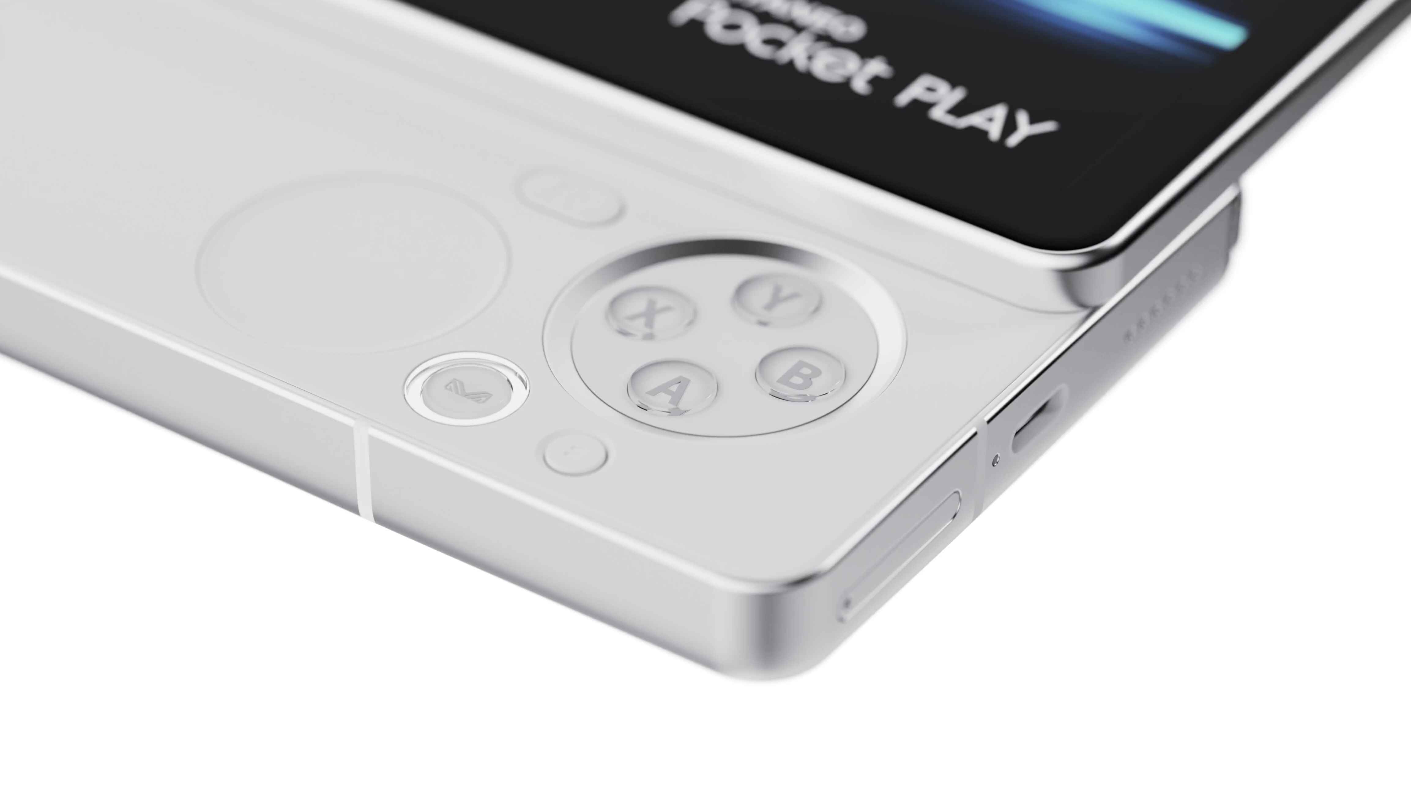 AYANEO Pocket PLAY γωνιακή όψη της δεξιάς πλευράς των χειριστηρίων