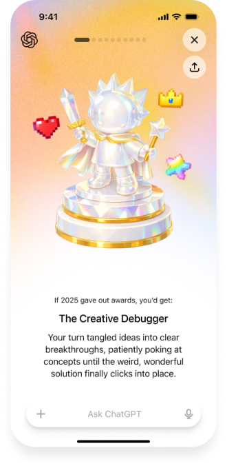 Το ChatGPT λανσάρει μια αξιολόγηση στο τέλος του έτους, όπως το Spotify Wrapped