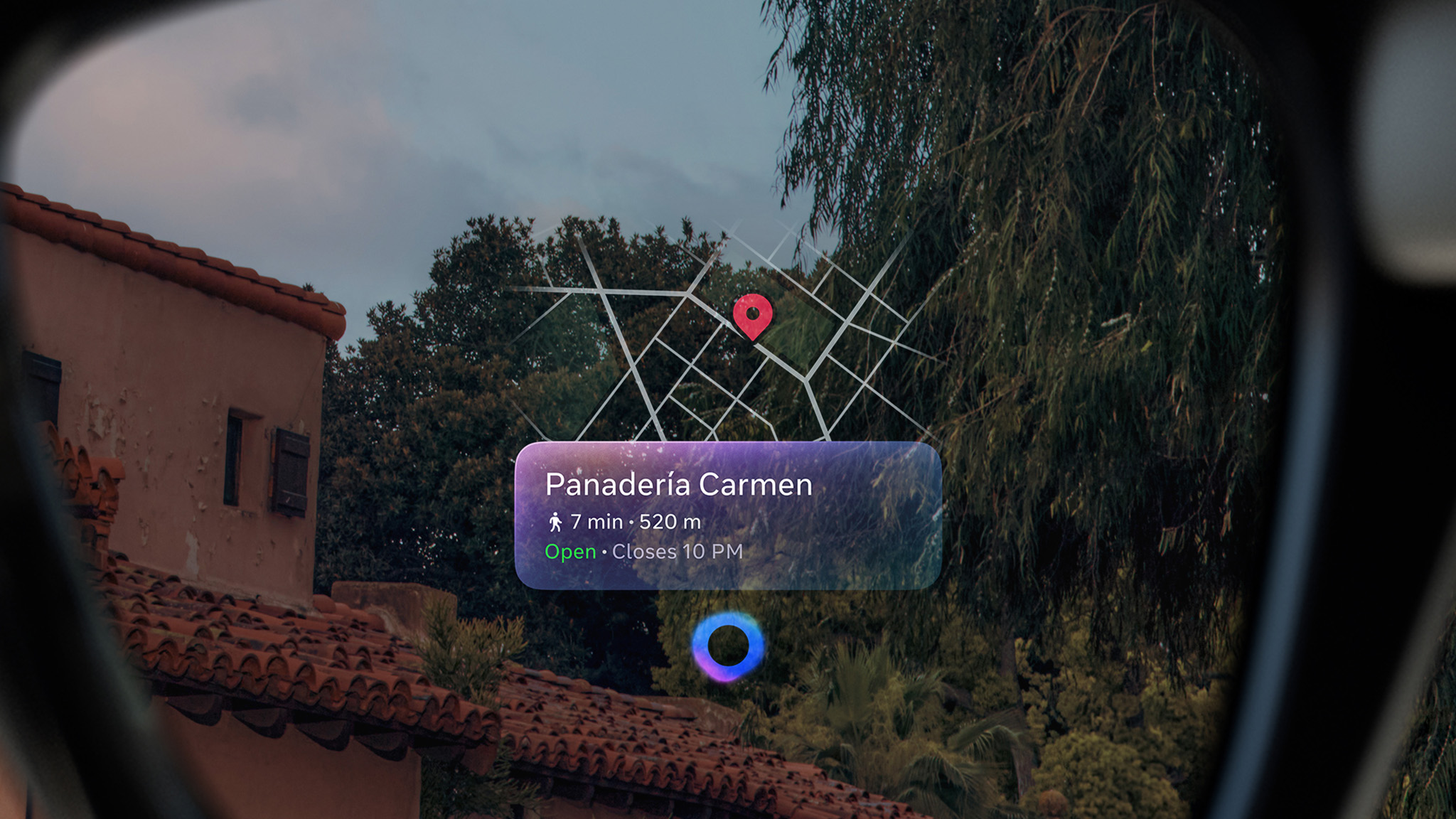 Μια επίσημη εικόνα της οθόνης Meta Ray-Ban Display Glasses που δείχνει πλοήγηση στροφή προς στροφή