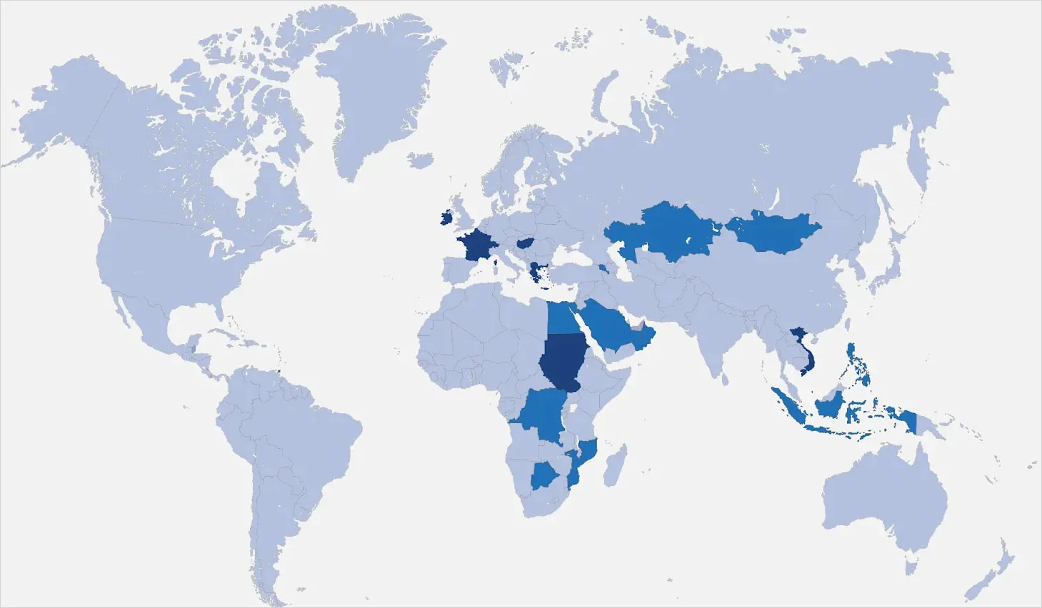 Χώρες που επιβεβαιώθηκε ότι φιλοξενούν δραστηριότητα Predator