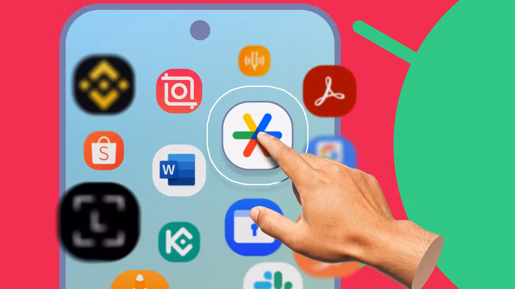 Δημιούργησα μια αρχική οθόνη που μου θυμίζει τους στόχους μου κάθε φορά που ξεκλειδώνω το τηλέφωνό μου — δείτε πώς Ένα χέρι που οργανώνει εφαρμογές σε μια οθόνη smartphone, που περιβάλλεται από διάφορα πολύχρωμα εικονίδια εφαρμογών