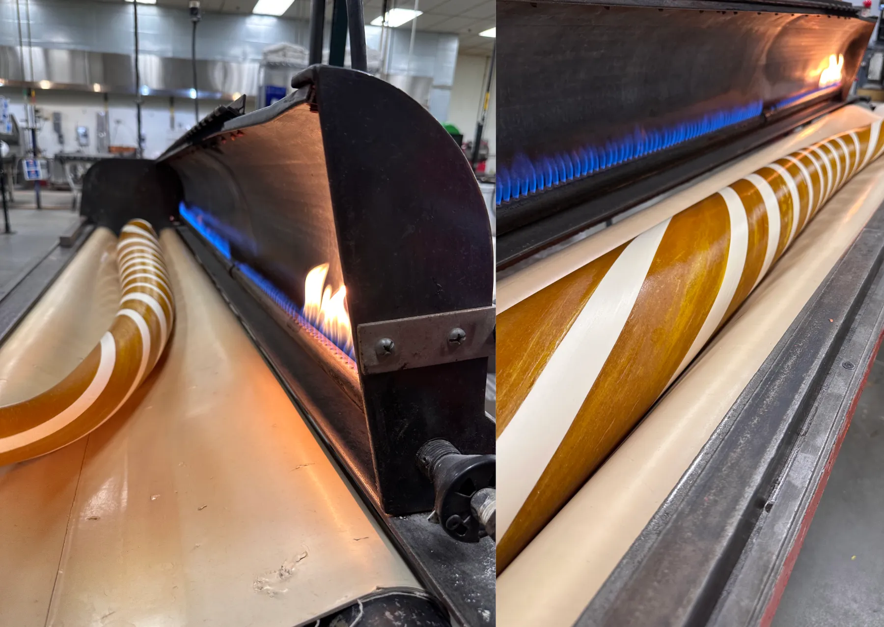 Η μαγεία της κατασκευής ζαχαροκάλαμων στο χέρι ένα μεγάλο κομμάτι καραμέλας σε έναν κύλινδρο