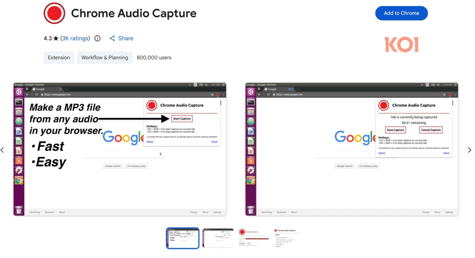 Η επέκταση Chrome Audio Capture