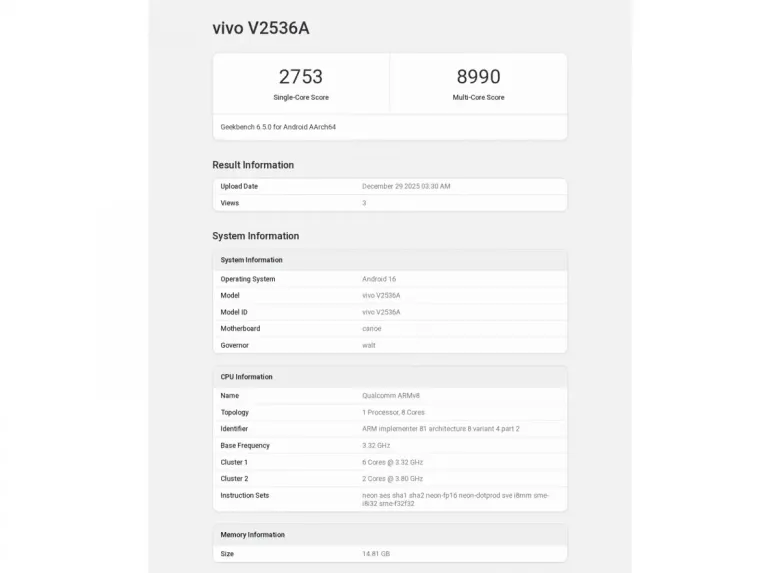 iQOO Z11 Turbo: Σοκαριστικά Αποτελέσματα από το Geekbench – Πρέπει να το Δεις! iQOO Z11 Turbo