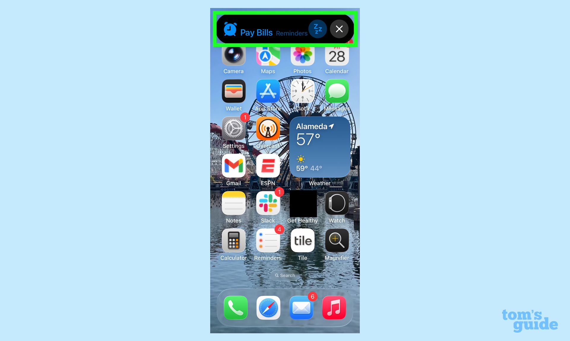 Η ειδοποίηση για μια επείγουσα υποχρέωση εμφανίζεται στην οθόνη του iPhone