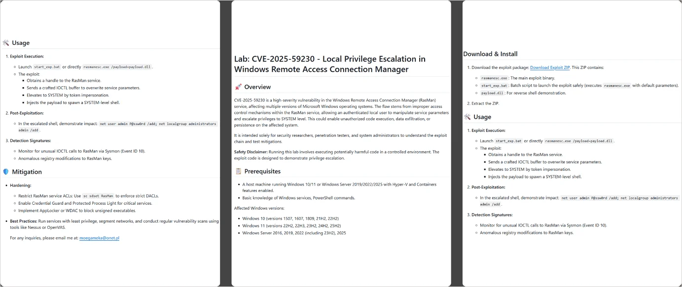 Το κακόβουλο λογισμικό WebRAT εξαπλώνεται μέσω ψεύτικων εκμεταλλεύσεων ευπάθειας στο GitHub Περιγραφή για τα κακόβουλα αποθετήρια