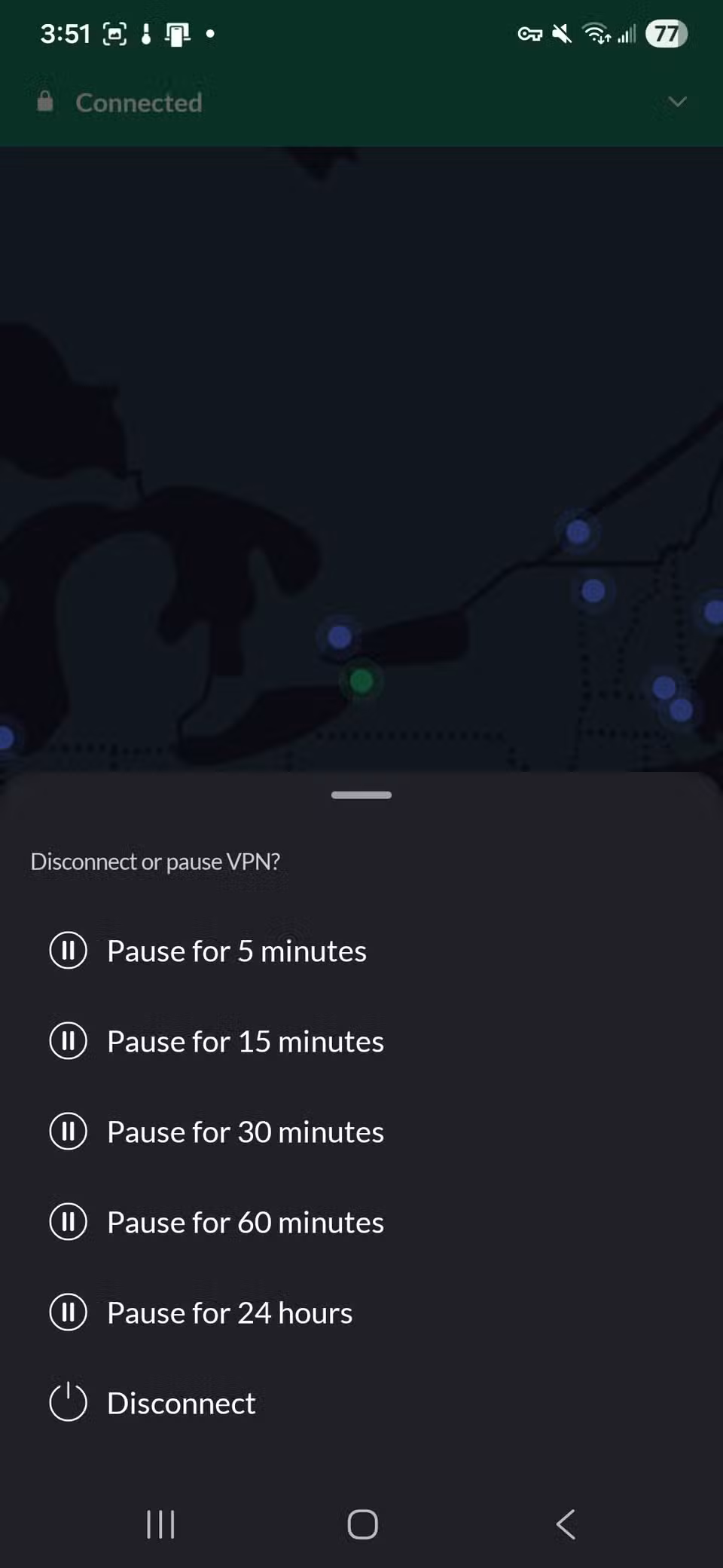 Παύση των χρόνων διάρκειας στην εφαρμογή NordVPN
