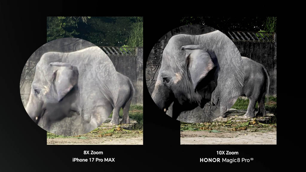 Στιγμιότυπα νυχτερινού ζουμ Honor Magic 8 Pro έναντι iPhone 17 Pro Max
