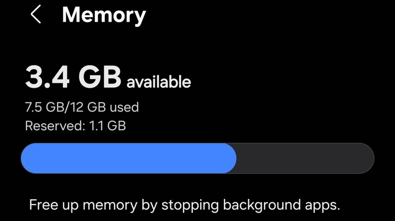 Διαθέσιμη μνήμη στη συσκευή Samsung Galaxy στις ρυθμίσεις Android.