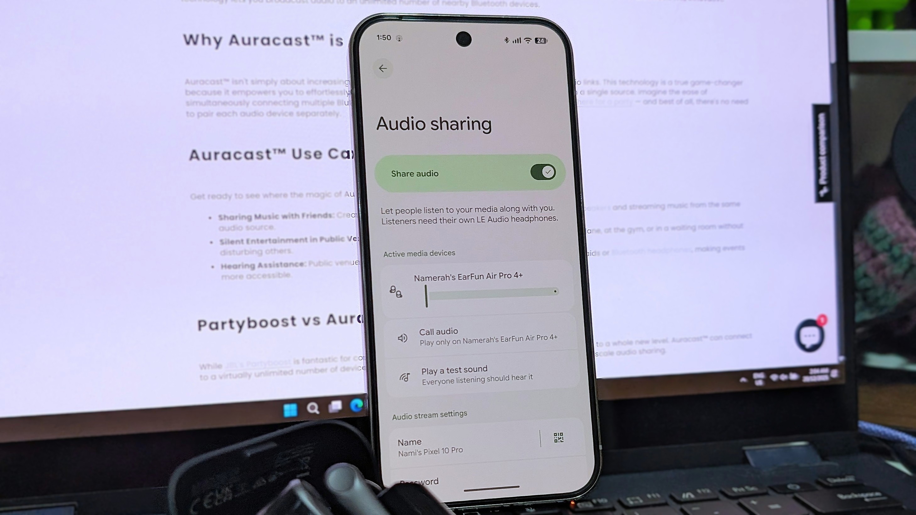 Κοινή χρήση ήχου μέσω Bluetooth Auracast σε Pixel 10 Pro